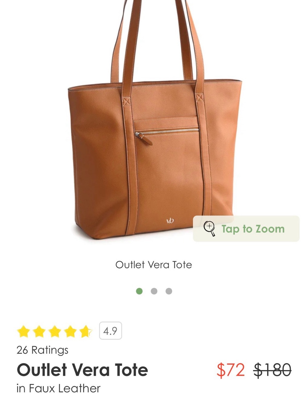Vera Bradley Tan Faux Leather Tote